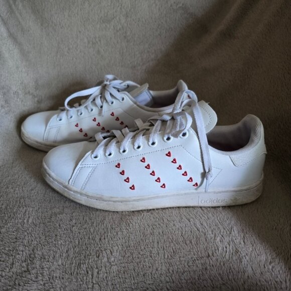 Adidas Stan Smith Heart Stripe White Leather Sneakers size 7 - Picture 3 of 13